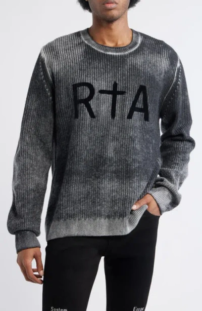 Rta Ethan Black Glitch Crew Neck Sweater In Gray