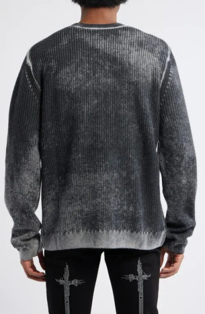 Rta Ethan Black Glitch Crew Neck Sweater In Gray