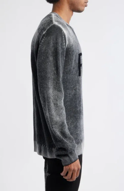Rta Ethan Black Glitch Crew Neck Sweater In Gray