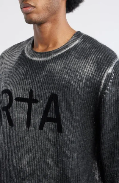 Rta Ethan Black Glitch Crew Neck Sweater In Gray