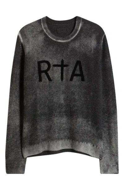 Rta Ethan Black Glitch Crew Neck Sweater In Gray