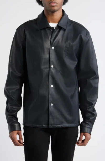 Rta Parlan Faux Leather Shacket In Black