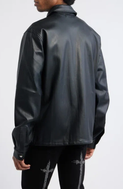 Rta Parlan Faux Leather Shacket In Black