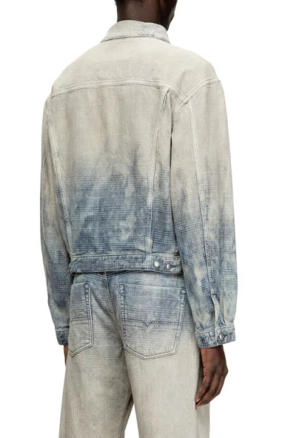 Diesel Trucker Jacket In Prince Of Wales Jacquard Denim In Multi