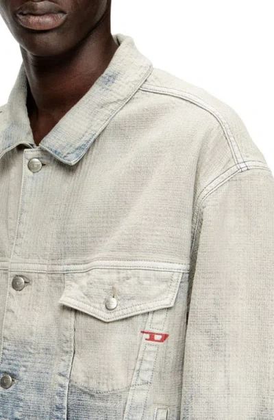 Diesel Trucker Jacket In Prince Of Wales Jacquard Denim In Multi