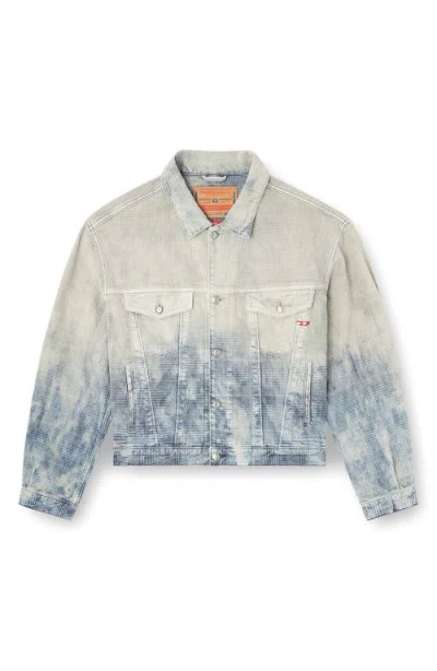 Diesel Trucker Jacket In Prince Of Wales Jacquard Denim In Multi