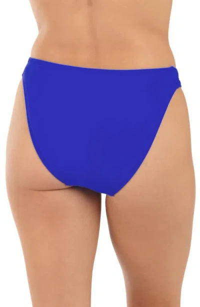 Citrus Solid Shirred Side Bikini Bottoms In Blue