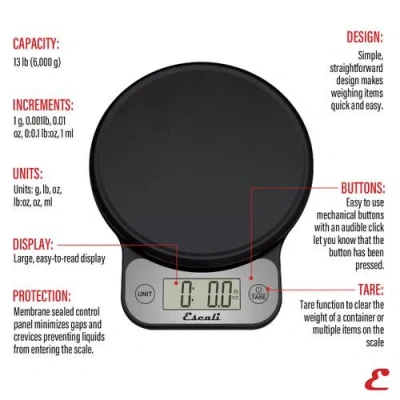 Escali Telero Digital Kitchen Scale In Black
