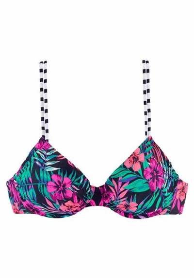 Lascana Pattern Underwire Bikini Top Size 36d In Blue