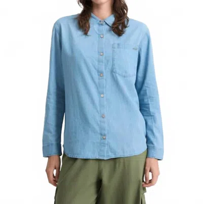 Volcom Lived In Button Up Shirt In Chambray In Blue