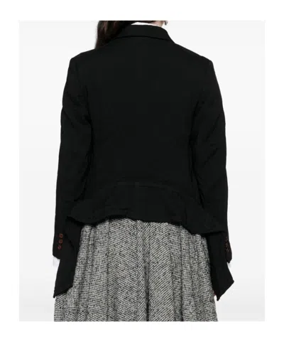 Comme Des Garçons Draped Panel Twill Jacket In Black