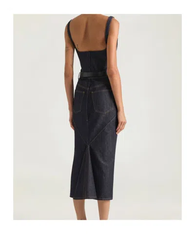 Givenchy Womens Dark Blue Contrast-stitch Panelled Denim Midi Dress In Black