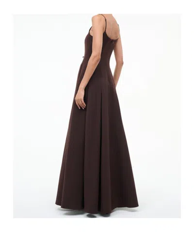 Staud Joy Cotton-blend Faille Maxi Dress In Brown