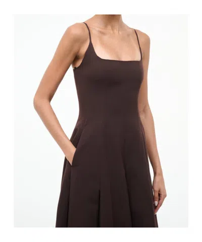 Staud Joy Cotton-blend Faille Maxi Dress In Brown