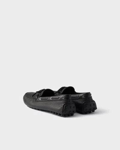 Prada Deer Leather Loafers For Men In Black