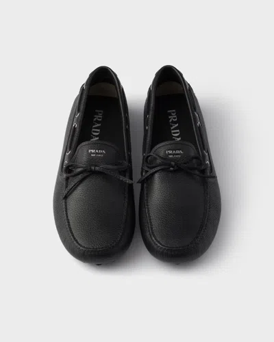 Prada Deer Leather Loafers For Men In Black