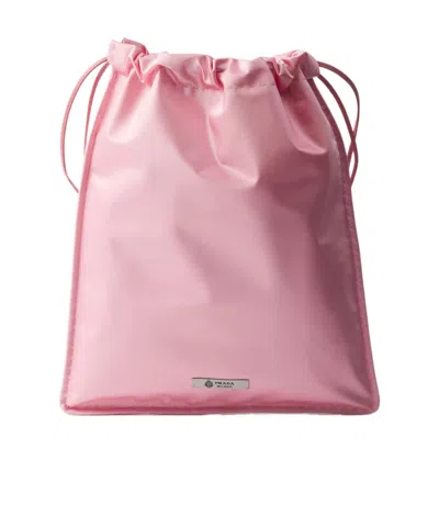Prada Wish Silk Duchesse Drawstring Pouch Bag In Pink