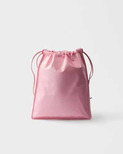 Prada Wish Silk Duchesse Drawstring Pouch Bag In Pink