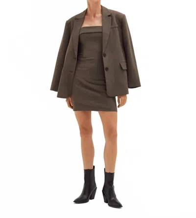 Crescent Gia Oversized Single-breasted Blazer In Brown Grey In Brown