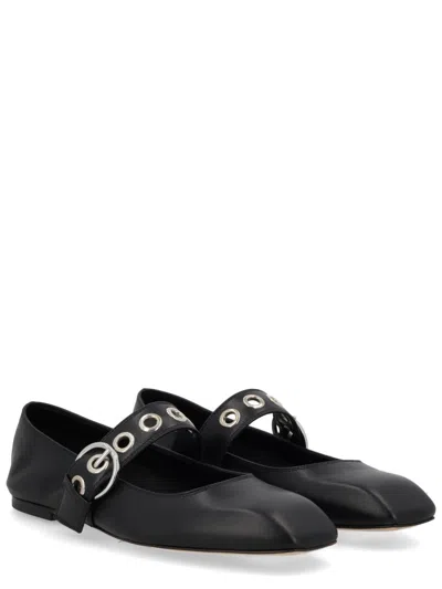 Aeyde Uma Eyelet-embellished Leather Mary Jane Ballet Flats In Black