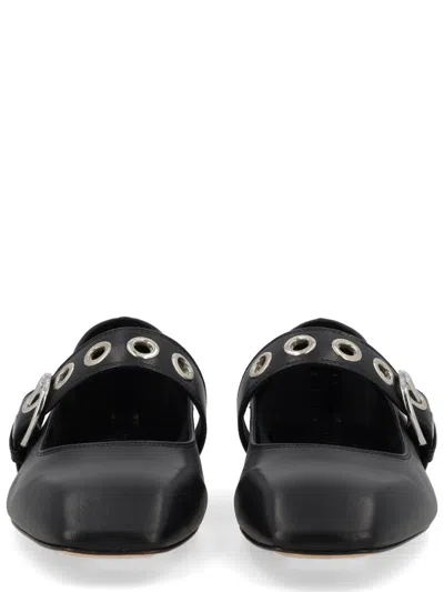 Aeyde Uma Eyelet-embellished Leather Mary Jane Ballet Flats In Black