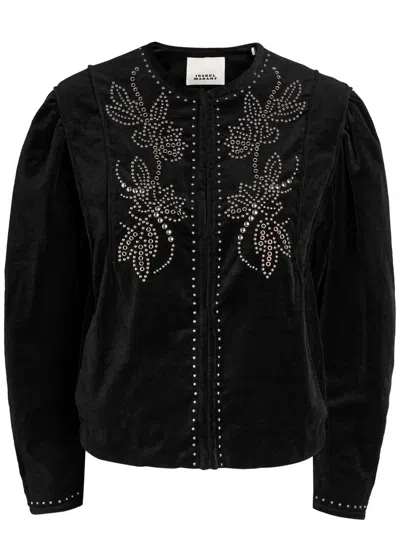 Isabel Marant Pietra Stud-embellished Velvet Jacket In Black