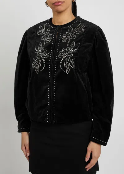 Isabel Marant Pietra Stud-embellished Velvet Jacket In Black