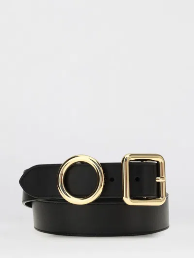 Jacquemus Vitello Leather Belt With Dual Gold-tone Buckles In Black