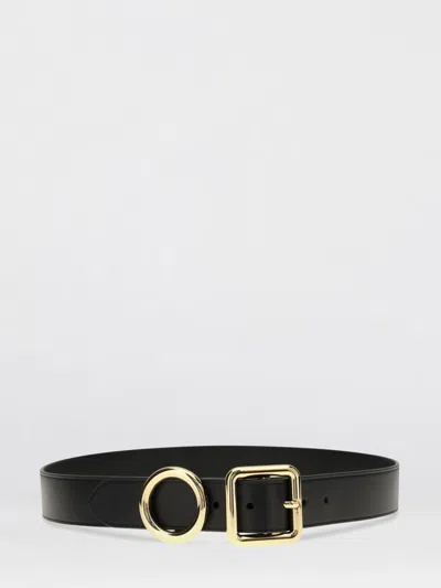 Jacquemus Vitello Leather Belt With Dual Gold-tone Buckles In Black