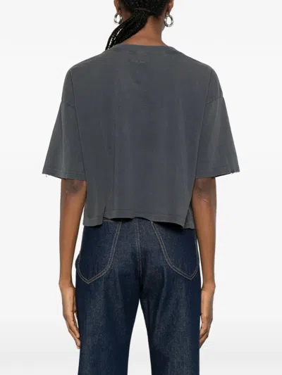 Anine Bing Black Washed Cropped Johnny T-shirt Women In Gray