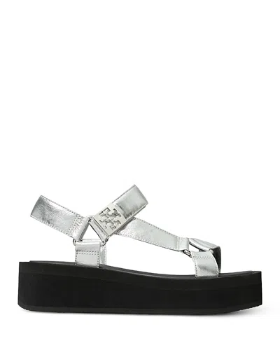 Tory Burch Mellow Metallic Leather Platform Sandals In Multi