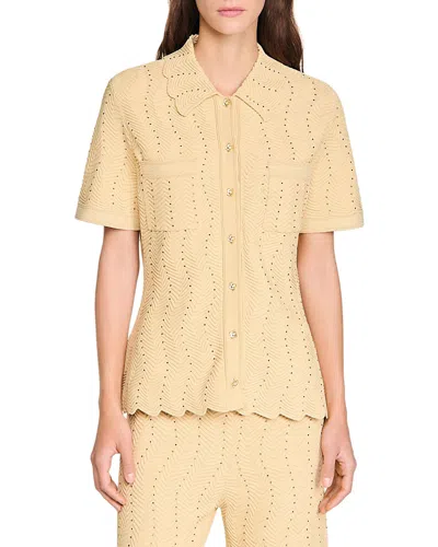 Sandro Zigzag-pattern Cardigan In Yellow