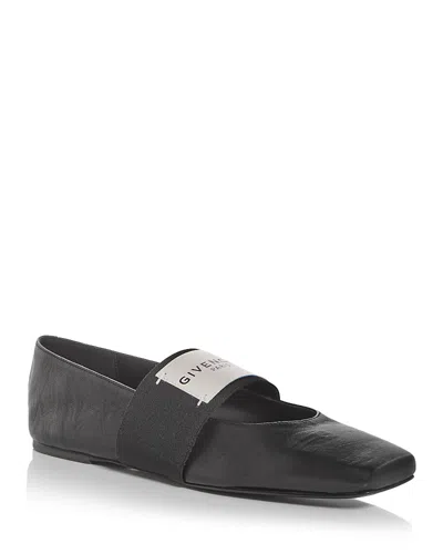 Givenchy Sliced Square Elastic-strap Ballet Flats In Black