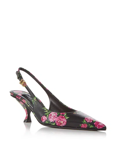 Dolce & Gabbana Women Lollo Slingback In Printed Leather In Multi