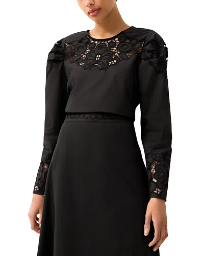 Marie Oliver Dori Lace Long-sleeve Blouse In Black