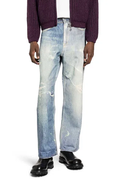 Our Legacy Mens Digital Denim Print Third Cut Faded-wash Denim Jeans In Blue