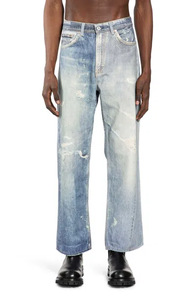 Our Legacy Mens Digital Denim Print Third Cut Faded-wash Denim Jeans In Blue