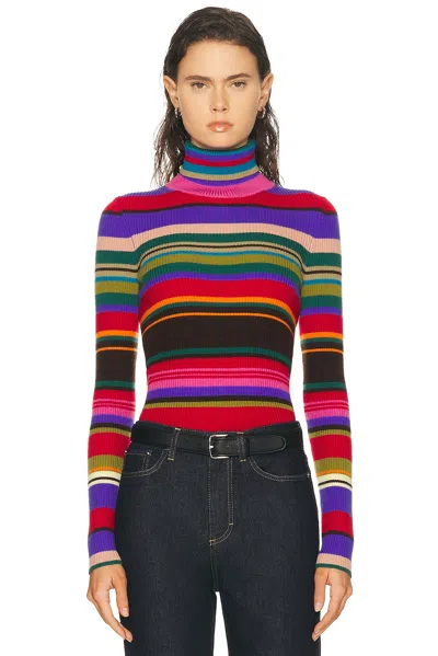 Acne Studios Striped-pattern Turtleneck Sweater In Brown