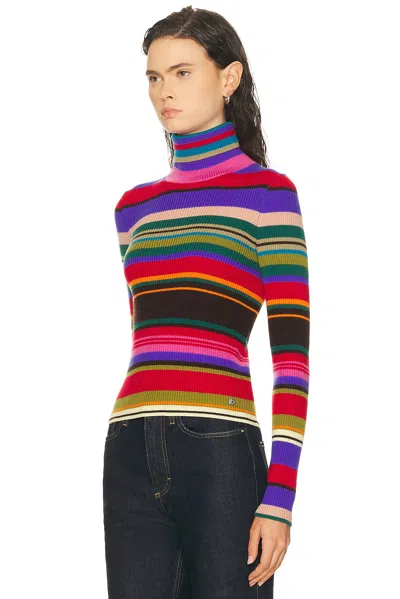 Acne Studios Striped-pattern Turtleneck Sweater In Brown