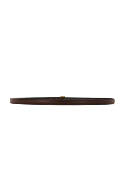 Saint Laurent Cassandre Thin Belt In Brown