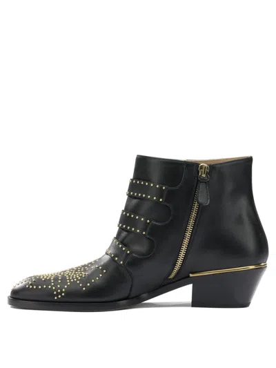 Chloé Chloe Women Embellished Nappa Leather Susanna Ankle Boots In Black