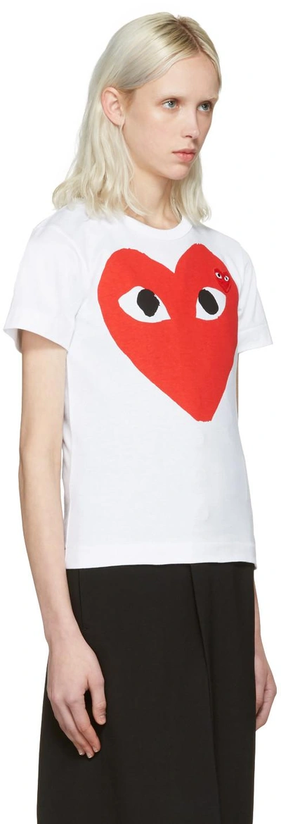 Shop Comme Des Garçons Play White Double Heart T-shirt