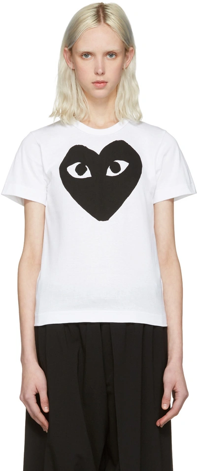 Shop Comme Des Garçons Play White Heart T-shirt