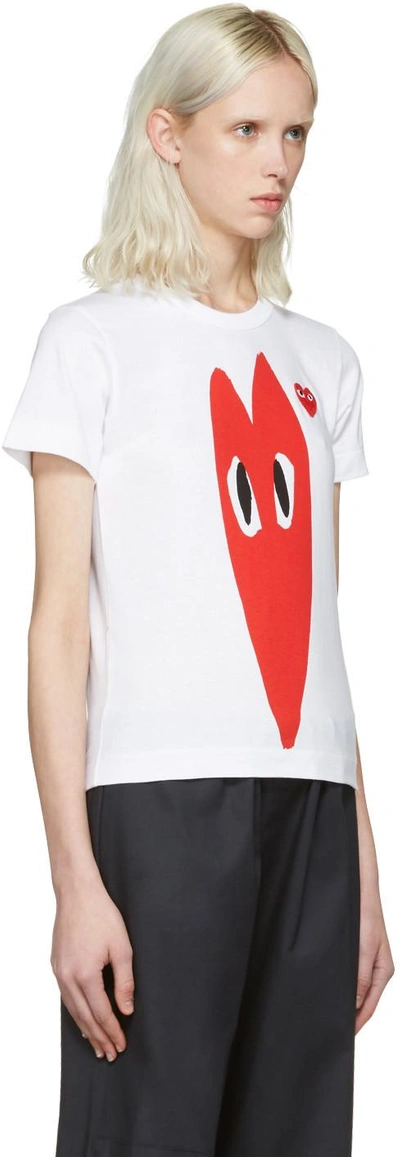 Shop Comme Des Garçons Play White Hearts T-shirt