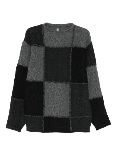 Ader Error Patchwork Crew-neck Sweater In Gray
