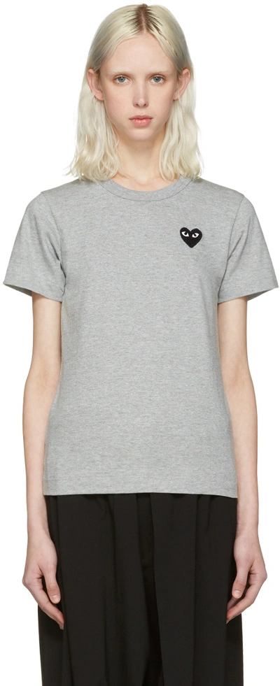 Shop Comme Des Garçons Play Grey Heart Patch T-shirt