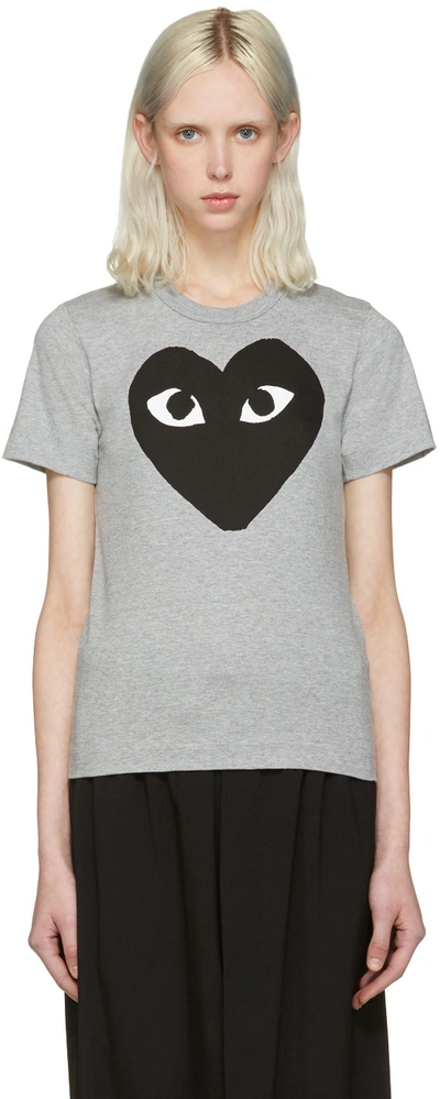 Comme Des Garçons Play Comme Des Garcons Play Grey And Black Big Heart T-shirt