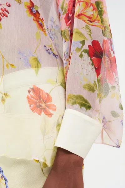 Roberto Cavalli Chiffon Blouse With Miami Flowers Print In Multi