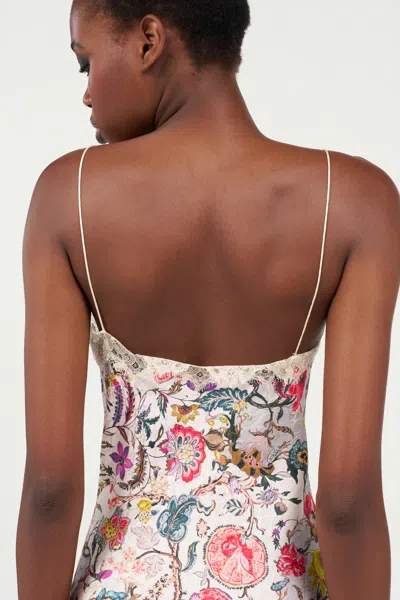 Roberto Cavalli Long Silk Dress With Florentine Flowers Print In Multi