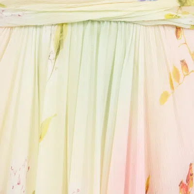 Roberto Cavalli Long Chiffon Dress With Miami Flowers Print In Pink